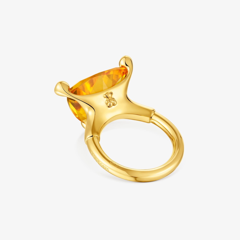 Gro&szlig;er Ring TOUS Color LGG aus 18&nbsp;kt vergoldetem Silber mit synthetischem Zitrin