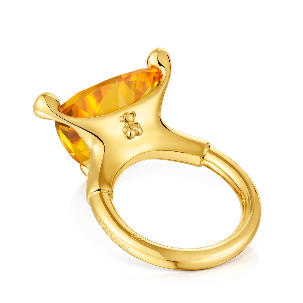 Large Ring in 18kt gold plating over silver and lab-grown citrine TOUS Color LGG