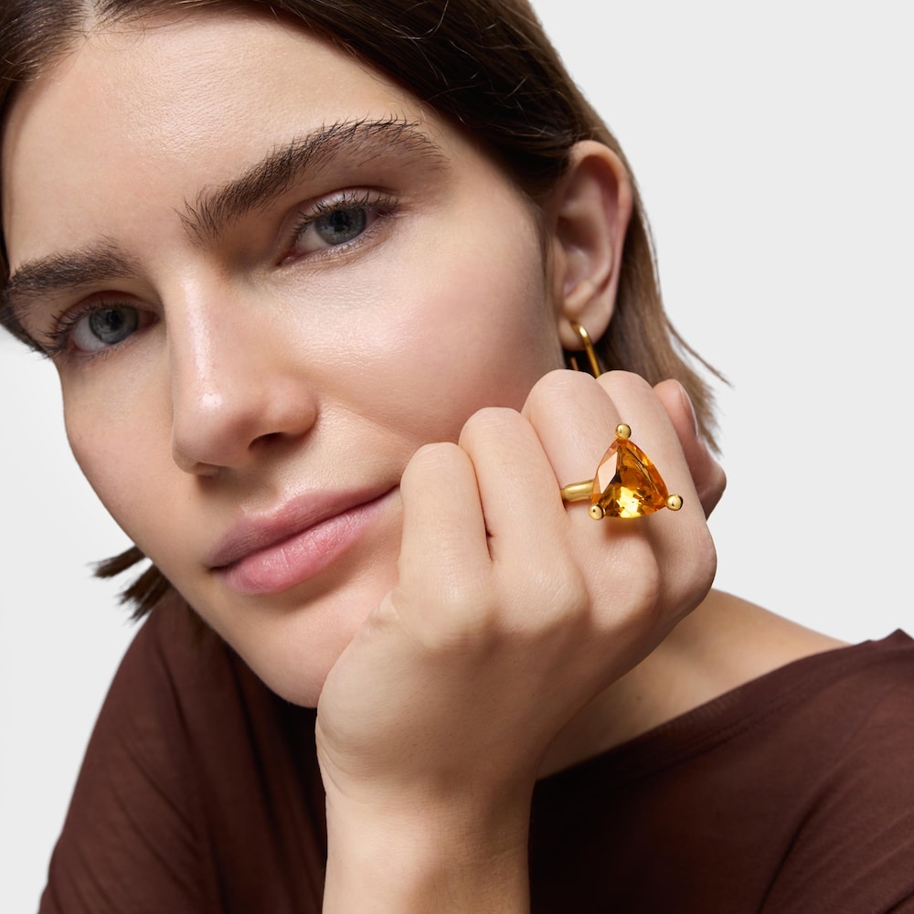 Large Ring in 18kt gold plating over silver and lab-grown citrine TOUS Color LGG