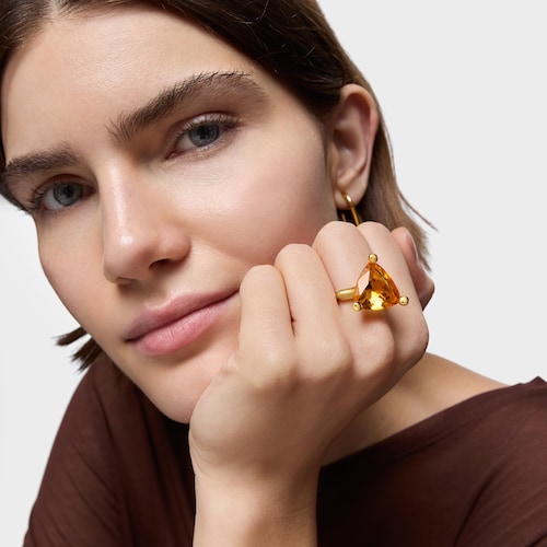 Large Ring in 18kt gold plating over silver and lab-grown citrine TOUS Color LGG