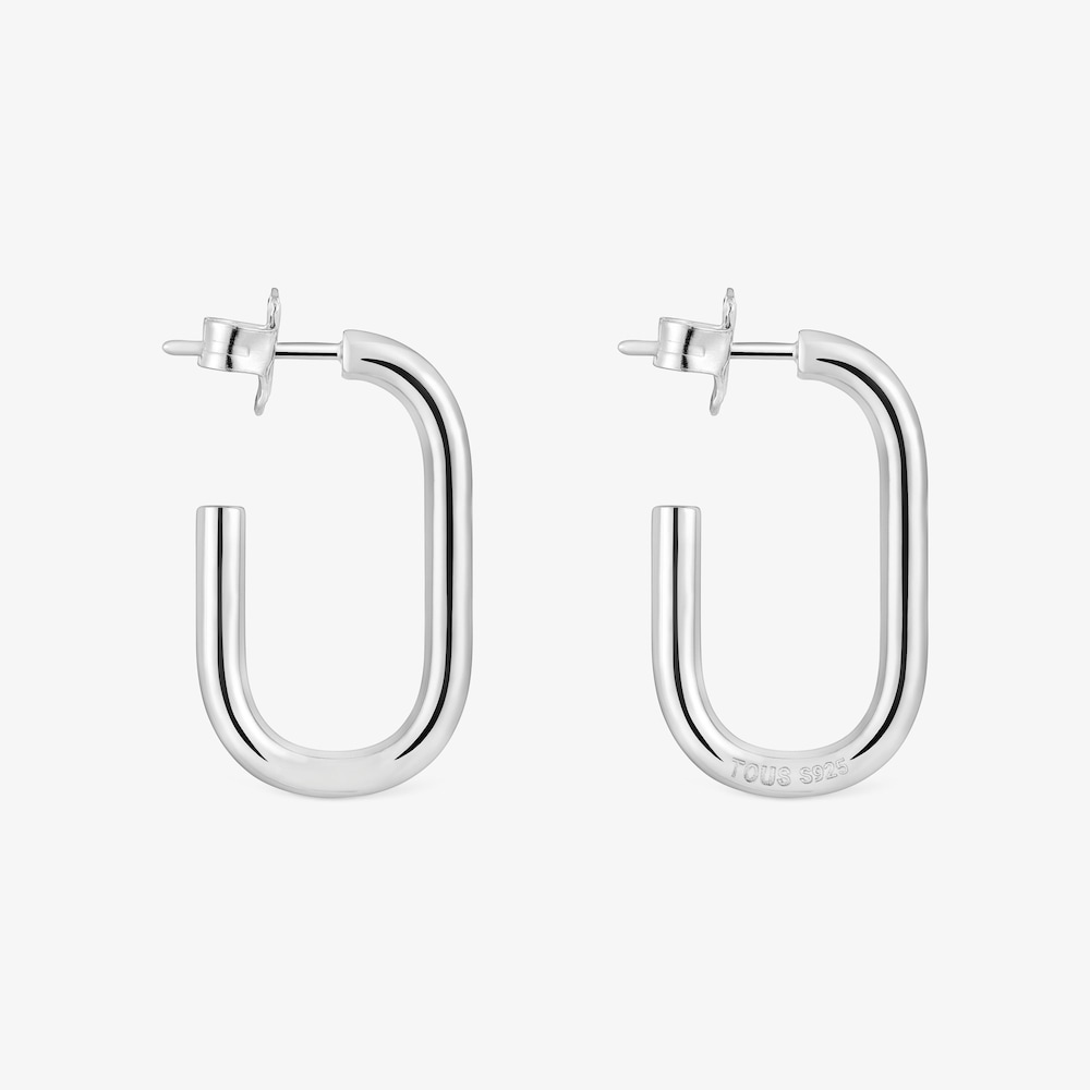 Pendientes de aro largos de plata 25 mm Basicos