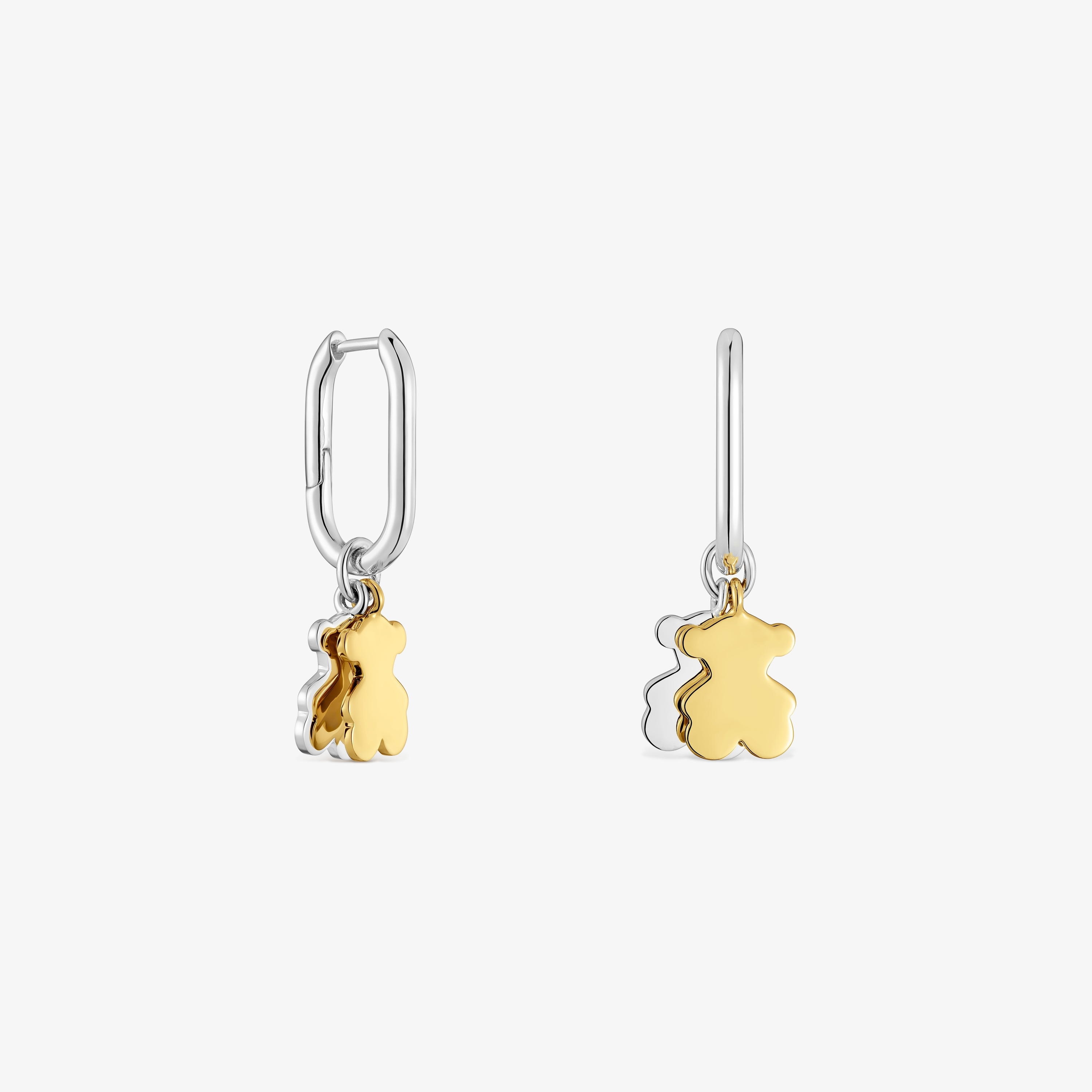 Sweet Dolls two-tone small Hoop earrings with bear motif