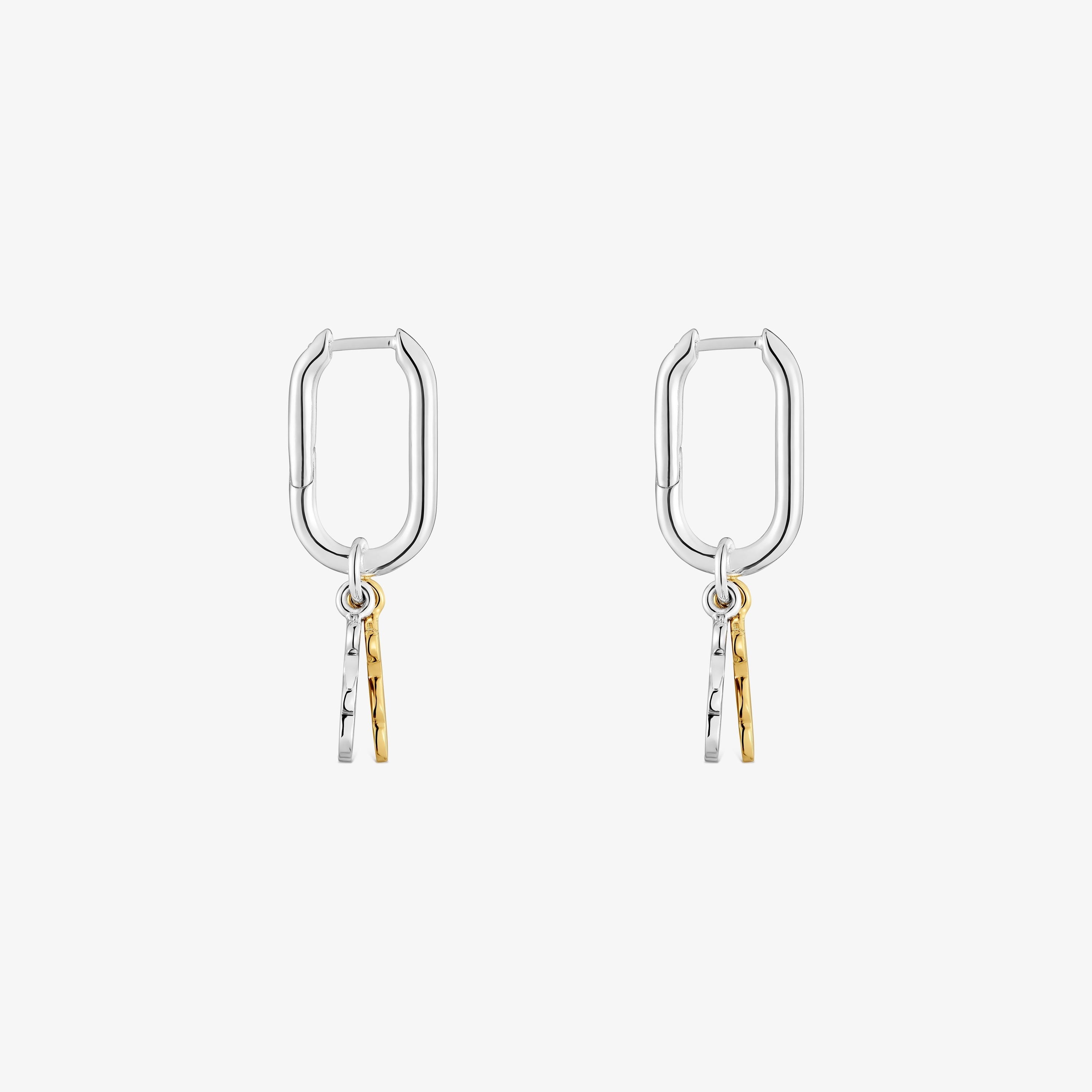 Sweet Dolls two-tone small Hoop earrings with bear motif