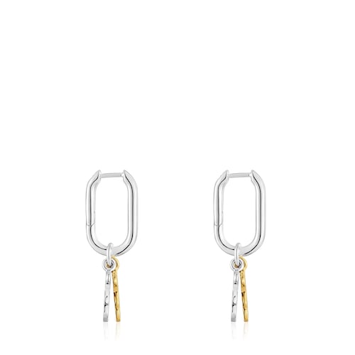 Sweet Dolls two-tone small Hoop earrings with bear motif