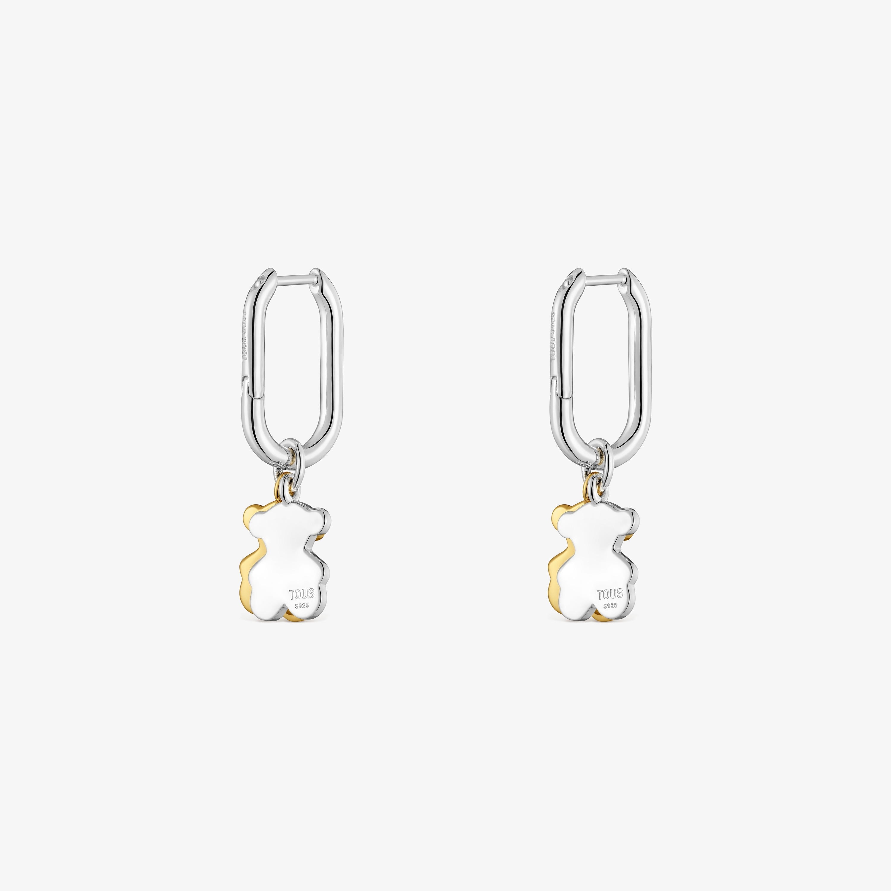 Sweet Dolls two-tone small Hoop earrings with bear motif
