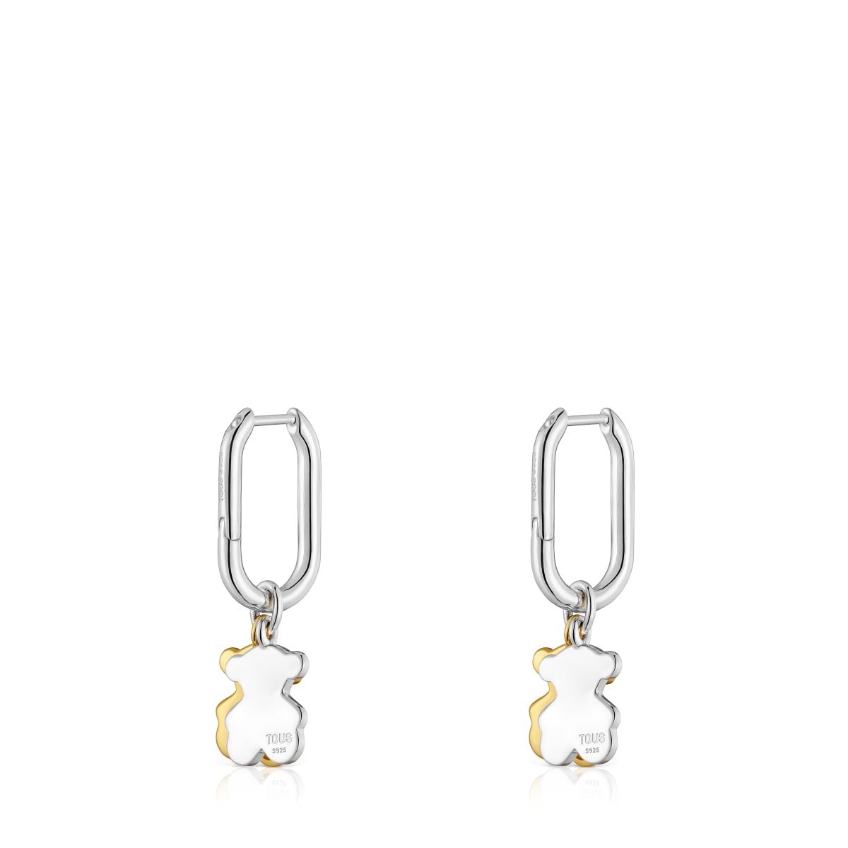 Sweet Dolls two-tone small Hoop earrings with bear motif