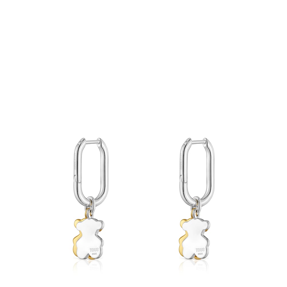 Pendientes de aro pequeños motivo oso bicolor Sweet Dolls image number 2