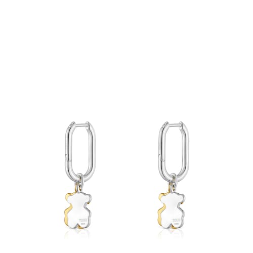 Sweet Dolls two-tone small Hoop earrings with bear motif