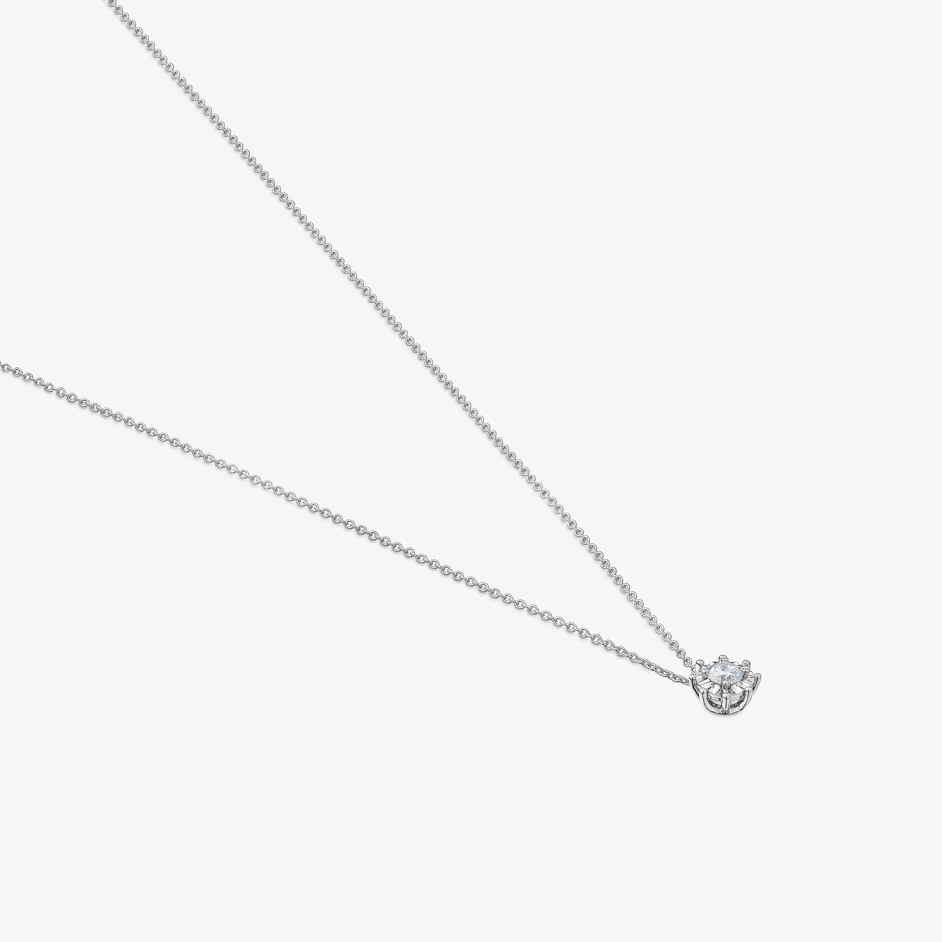Short rosette Necklace in 18K white gold with 0.15 ct diamonds Les Classiques
