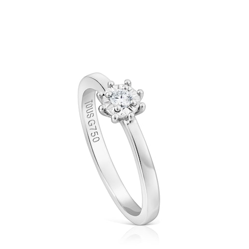 Anillo rosetón pequeño de oro blanco y diamantes 0,10ct Les Classiques