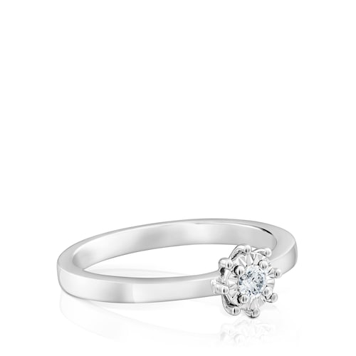 Anillo rosetón pequeño de oro blanco y diamantes 0,10ct Les Classiques