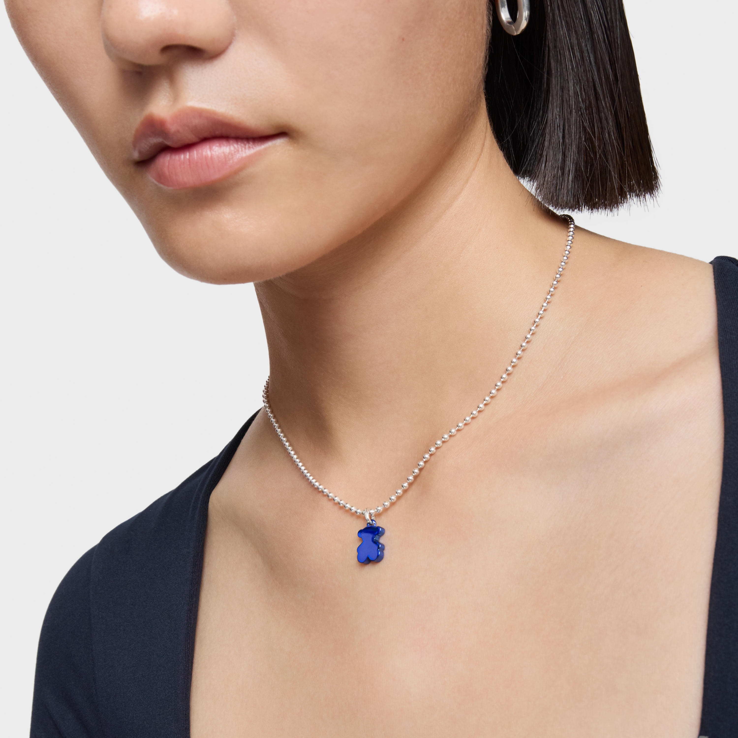 Small blue steel bear Pendant Sweet Dolls