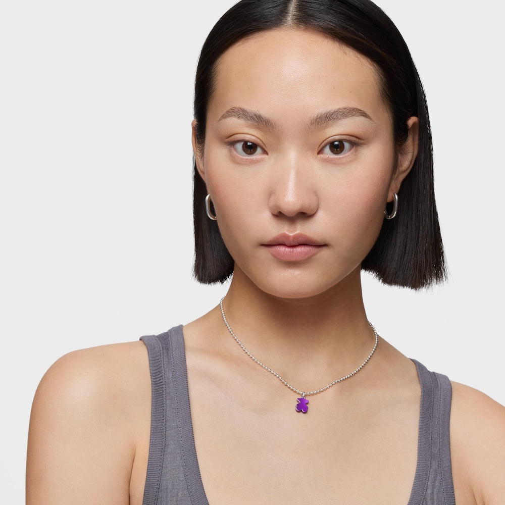 Colgante oso peque&ntilde;o de acero en color lila Sweet Dolls
