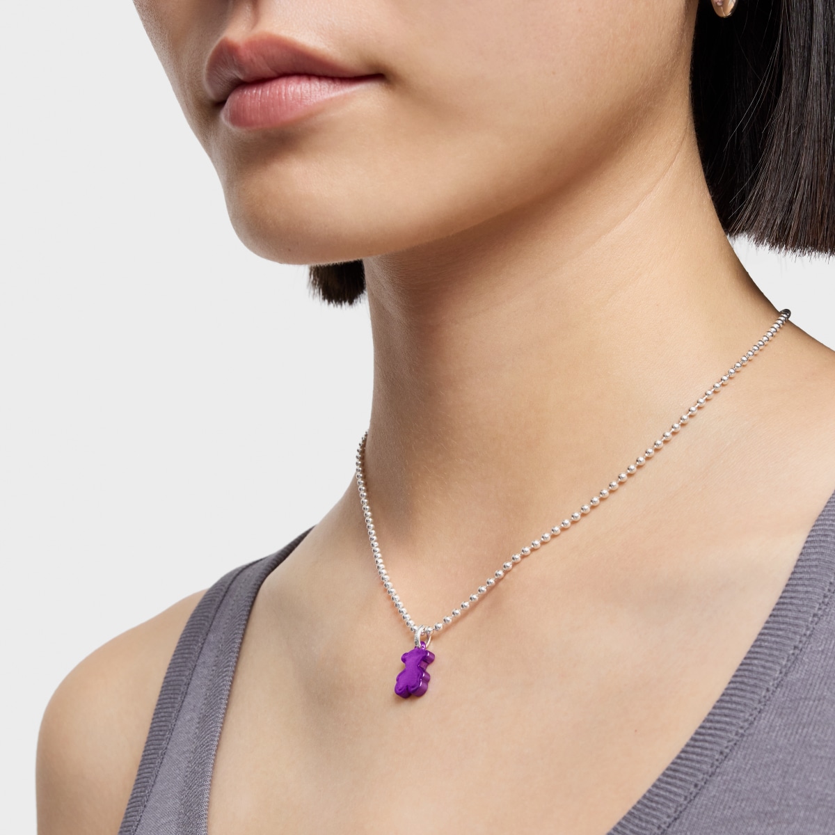 Small lilac-colored steel bear Pendant Sweet Dolls