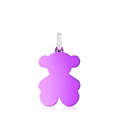 Colgante oso mediano de acero en color lila Sweet Dolls