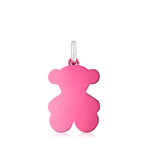 Colgante oso mediano de acero en color rosa Sweet Dolls