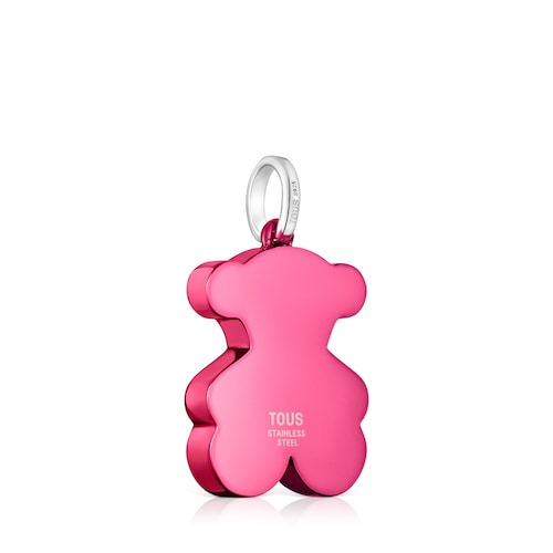 Colgante oso mediano de acero en color rosa Sweet Dolls