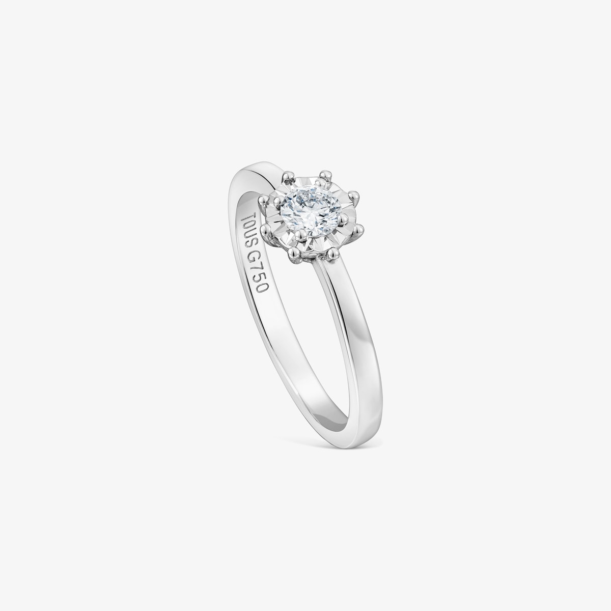 Tous - Anillo Rosetón Pequeño De Oro Blanco Y Diamantes 0.10ct Les Classiques Talla 12