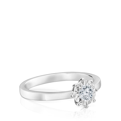 White gold TOUS Les Classiques Ring with small Diamond rosette 0,10ct