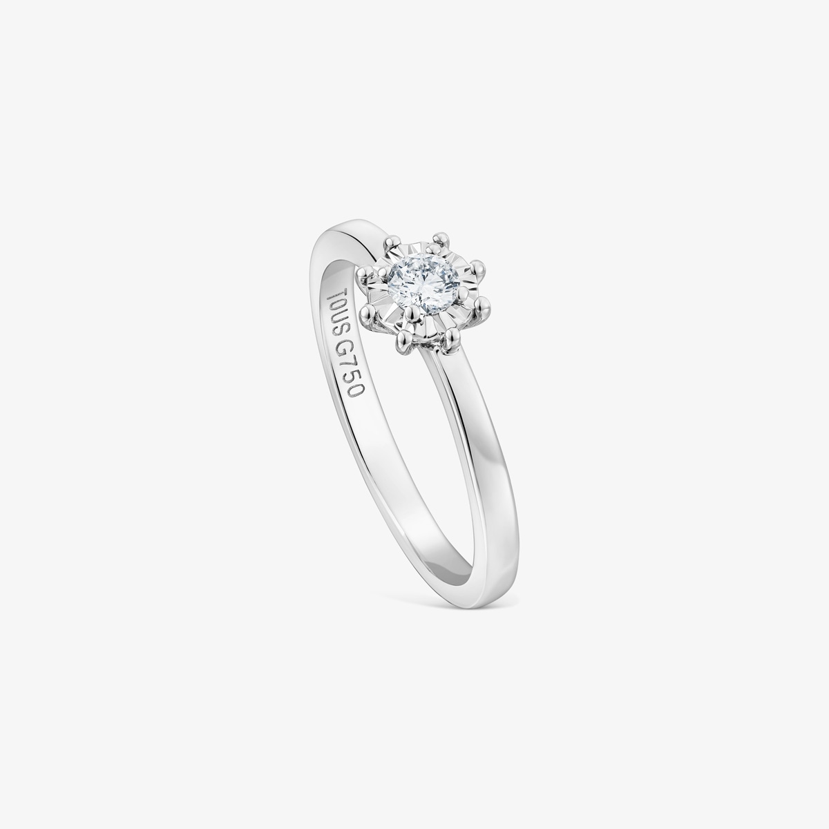Tous - Anillo Rosetón Pequeño De Oro Blanco Y Diamantes 0.15ct Les Classiques Talla 11