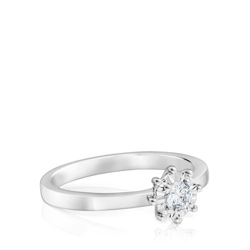 White gold TOUS Les Classiques Ring with small Diamond rosette 0,10ct