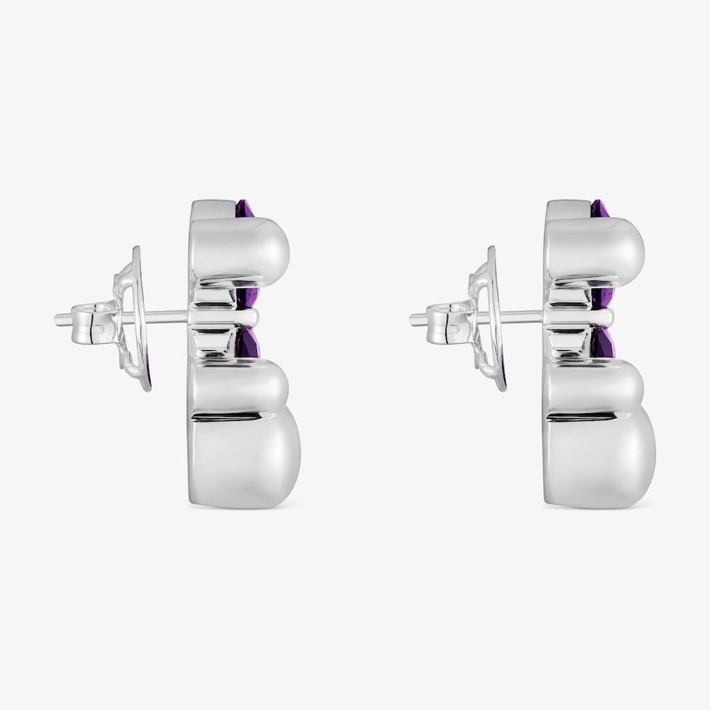 Boucles d&rsquo;oreilles motif ourson en argent et saphir lilas cr&eacute;&eacute; en laboratoire 23&nbsp;mm Color Bear LGG