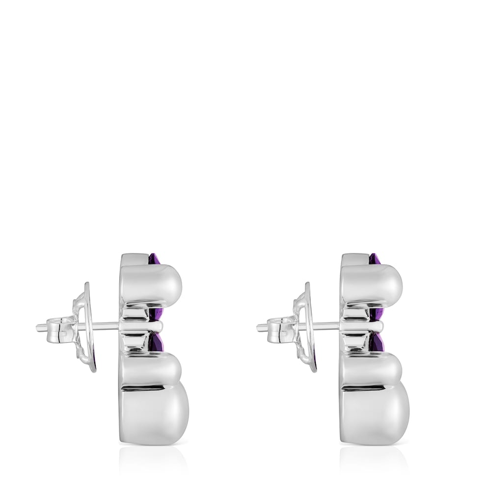 Pendientes motivo oso de plata y zafiro lila creado en laboratorio 23 mm Color Bear LGG Pendientes motivo oso de plata y zafiro lila creado en laboratorio 23 mm Color Bear LGG
