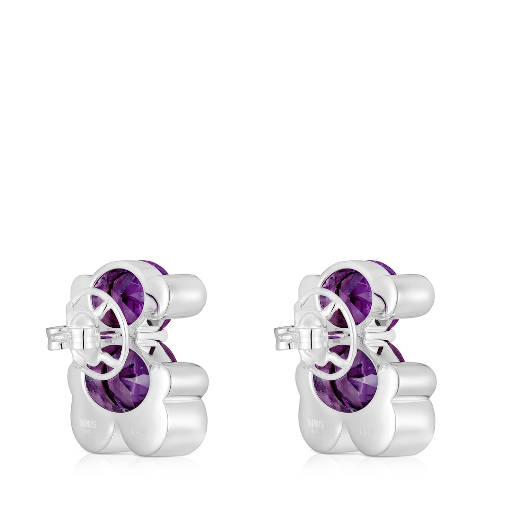 Pendientes motivo oso de plata y zafiro lila creado en laboratorio 23 mm Color Bear LGG Pendientes motivo oso de plata y zafiro lila creado en laboratorio 23 mm Color Bear LGG
