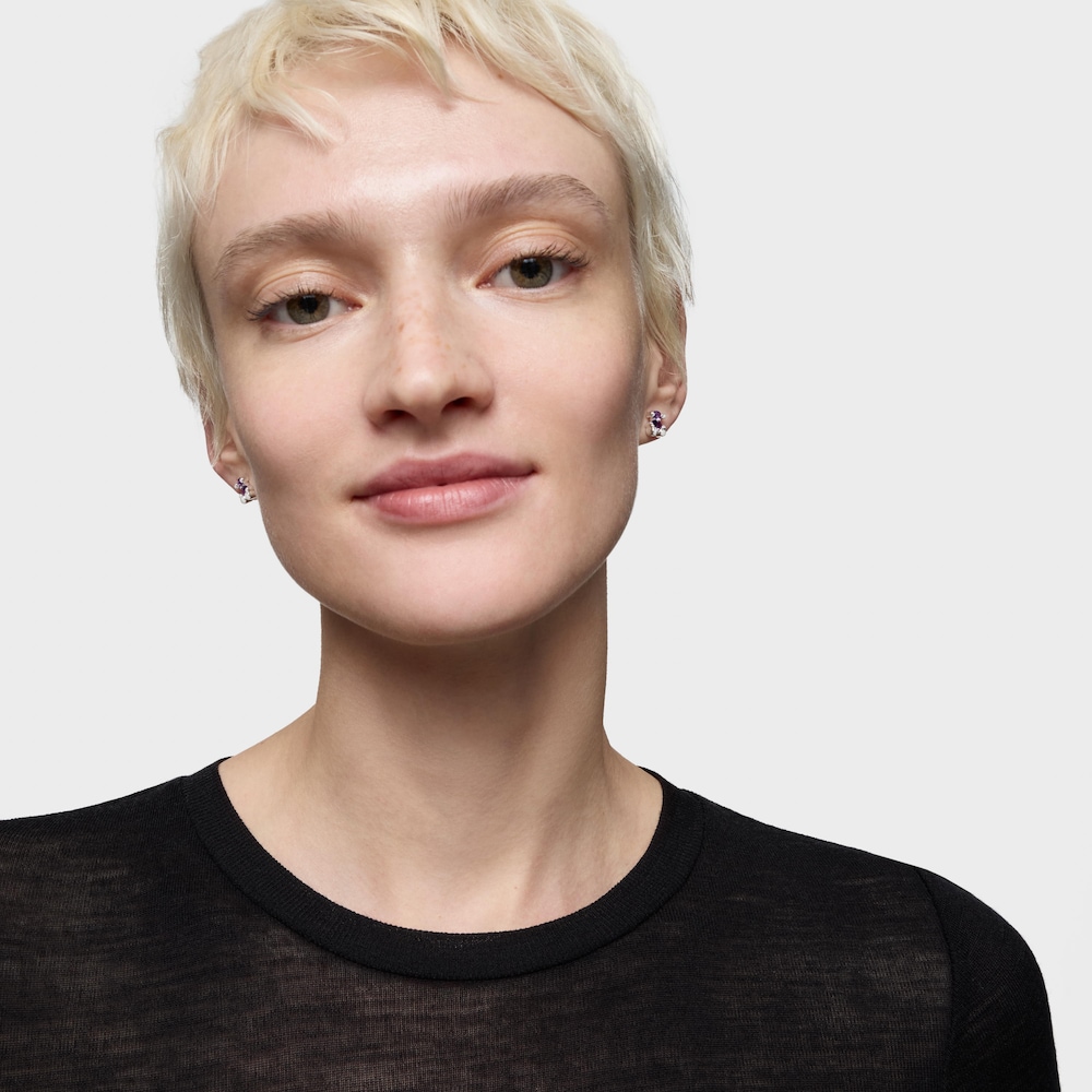 8&nbsp;mm strieborn&eacute; N&aacute;u&scaron;nice s&nbsp;mot&iacute;vom medved&iacute;ka s&nbsp;fialov&yacute;m syntetick&yacute;m zaf&iacute;rom Color Bear LGG