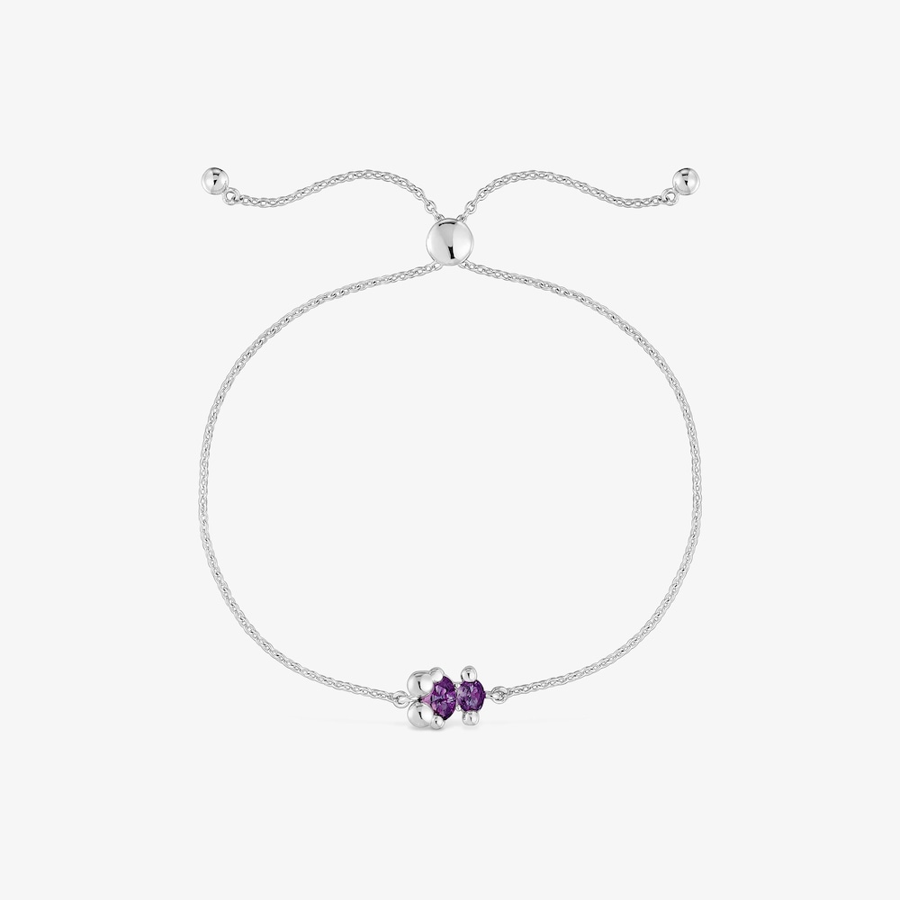 Kettenarmband Color Bear LGG aus Silber mit fliederfarbenen synthetischen Saphiren in B&auml;renform
