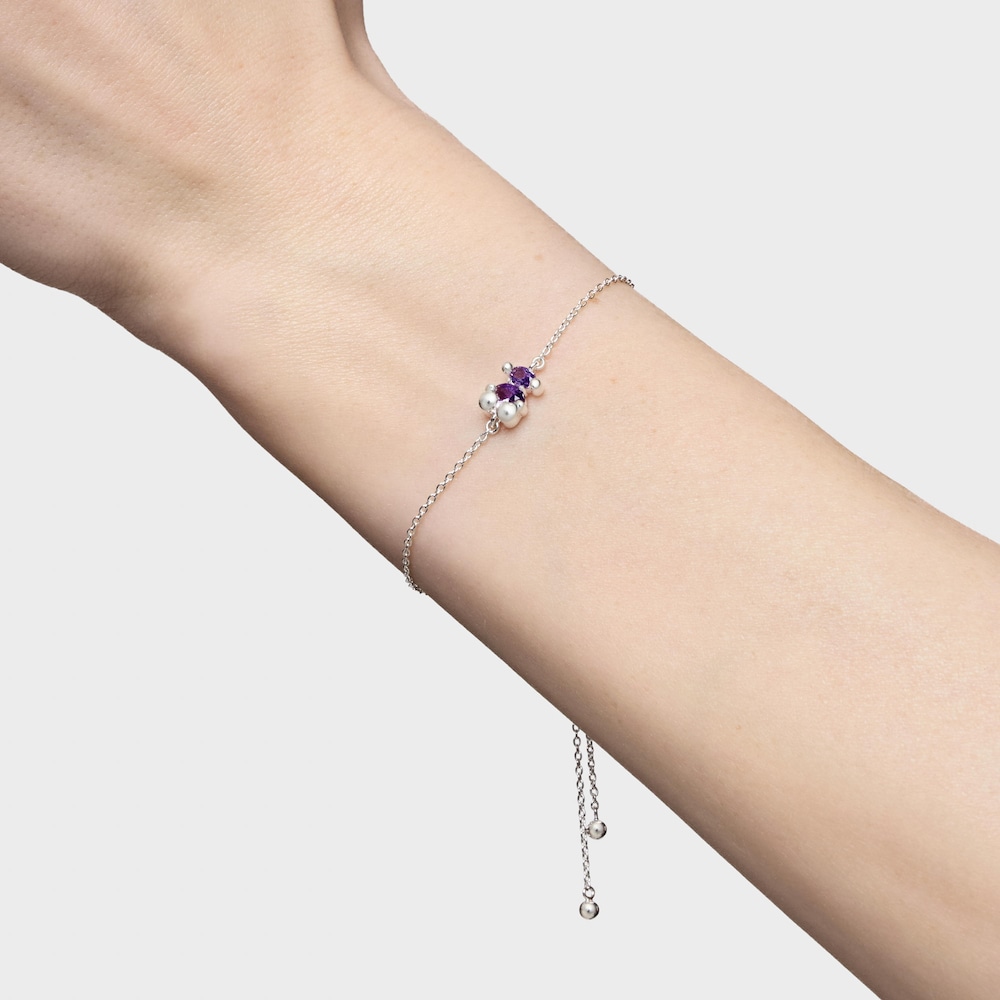 Pulsera cadena motivo oso de plata y zafiro lila creado en laboratorio Color Bear LGG image number 5