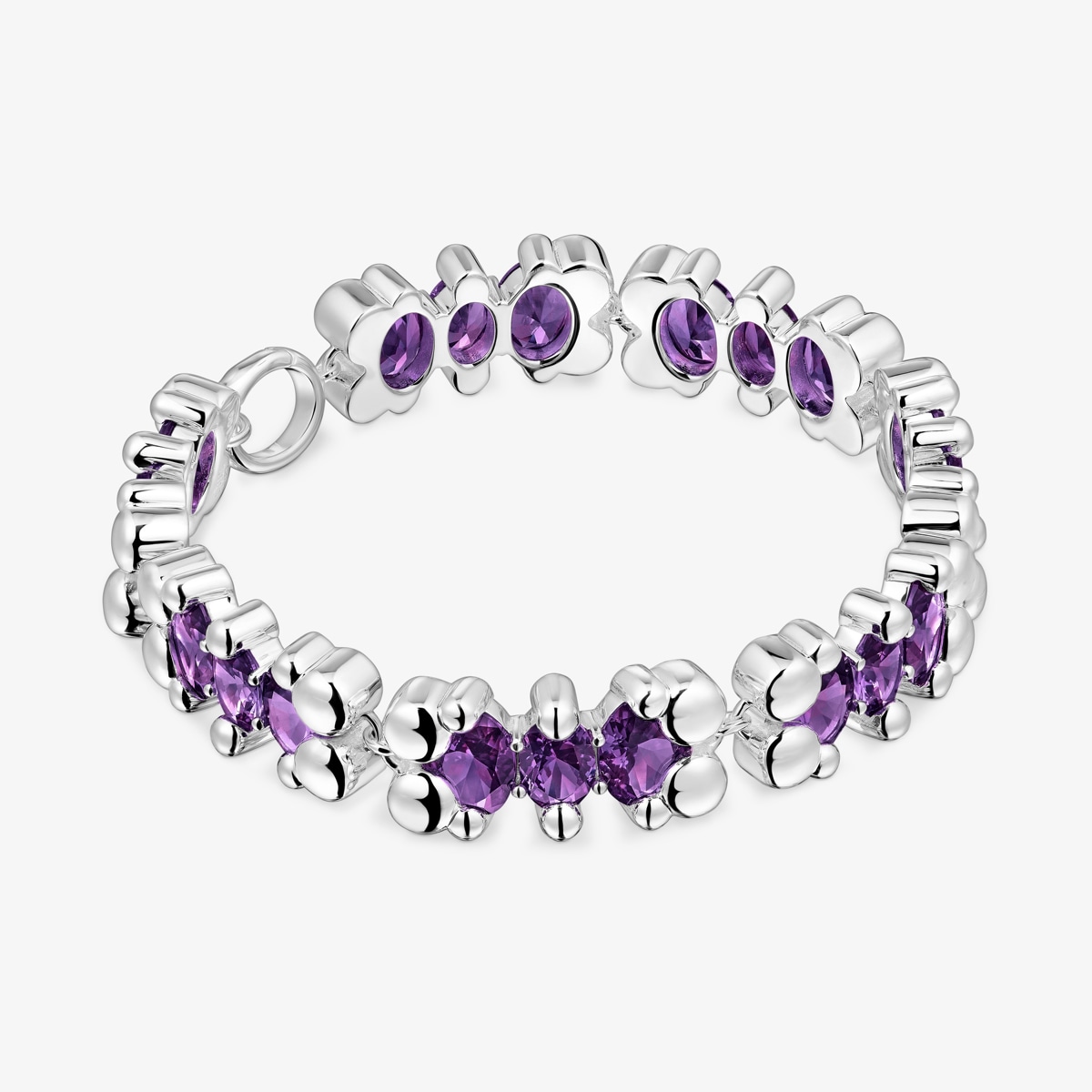 Tous - Pulsera Motivos Oso De Plata Y Zafiros Lila Creados En Laboratorio Color Bear Lgg - Lila