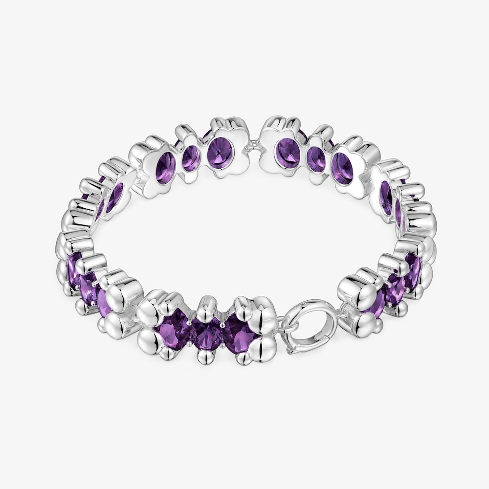Pulsera motivos oso de plata y zafiros lila creados en laboratorio Color Bear LGG