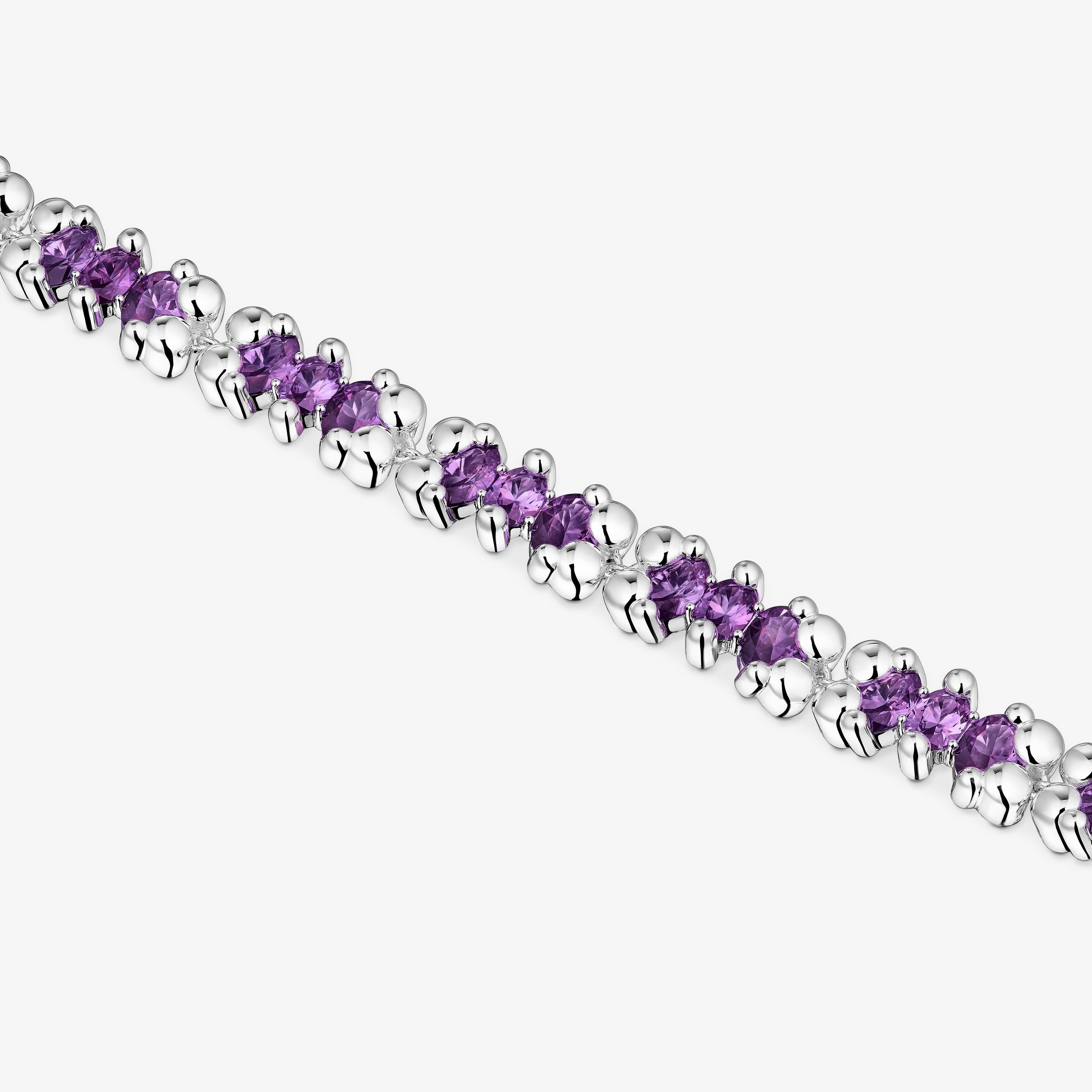 Silver bear motif Bracelet with lilac lab-grown sapphires Color Bear LGG