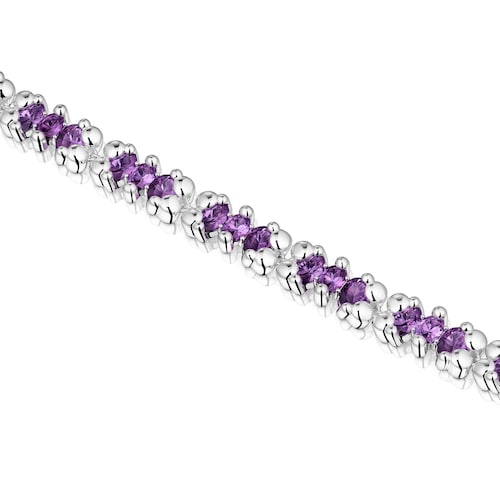 Silver bear motif Bracelet with lilac lab-grown sapphires Color Bear LGG