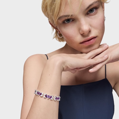 Silver bear motif Bracelet with lilac lab-grown sapphires Color Bear LGG