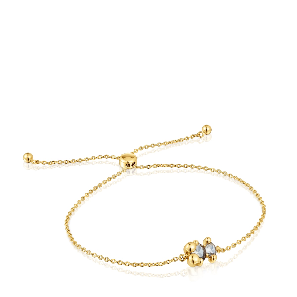 8 mm 18kt gold plating over silver bear motif chain Bracelet with lab-grown green spinel Color Bear LGG