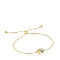 8 mm 18kt gold plating over silver bear motif chain Bracelet with lab-grown green spinel Color Bear LGG