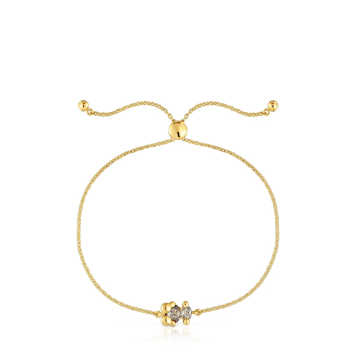 8 mm 18kt gold plating over silver bear motif chain Bracelet with lab-grown green spinel Color Bear LGG