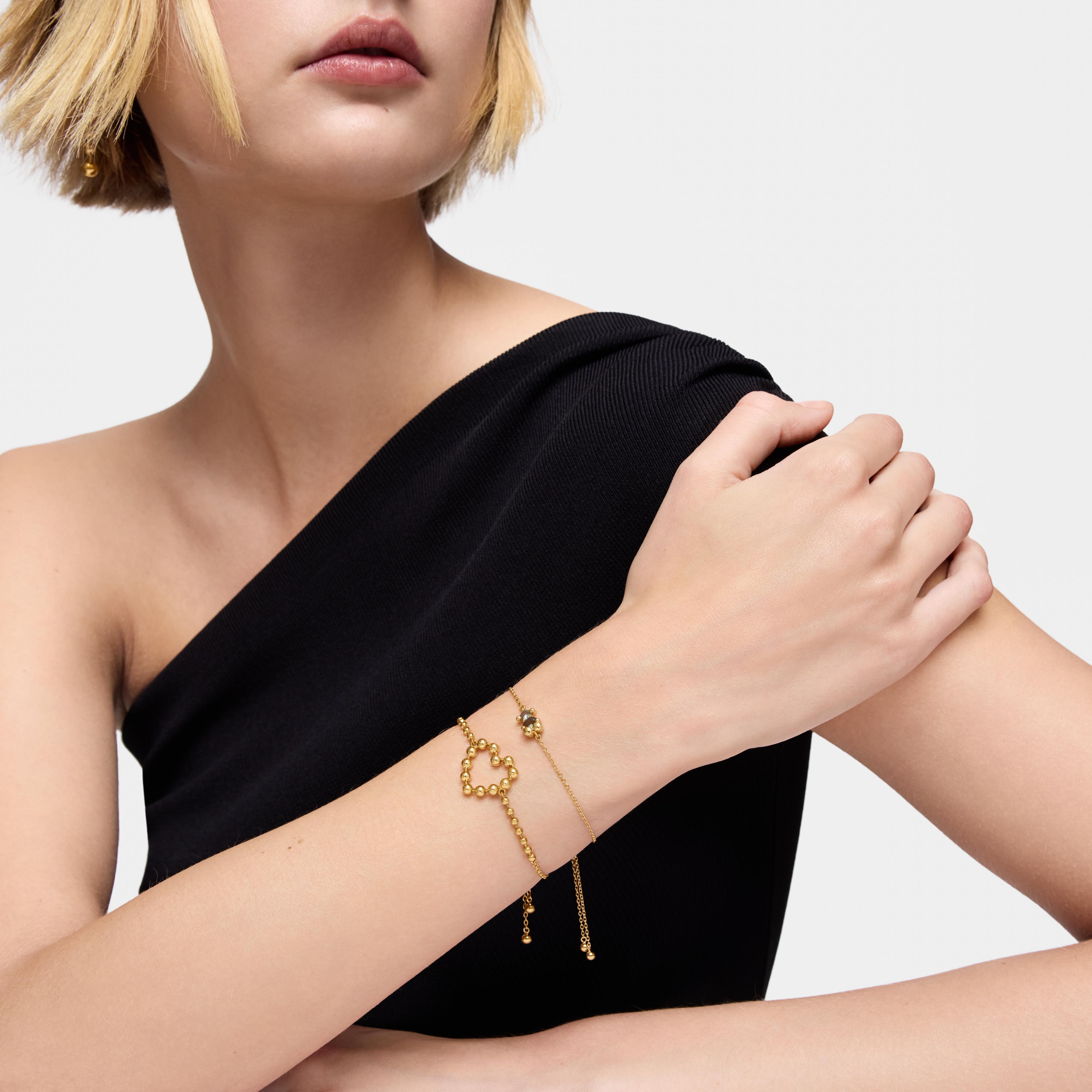 8 mm 18K gold vermeil bear motif chain Bracelet with lab-grown green spinel Color Bear LGG