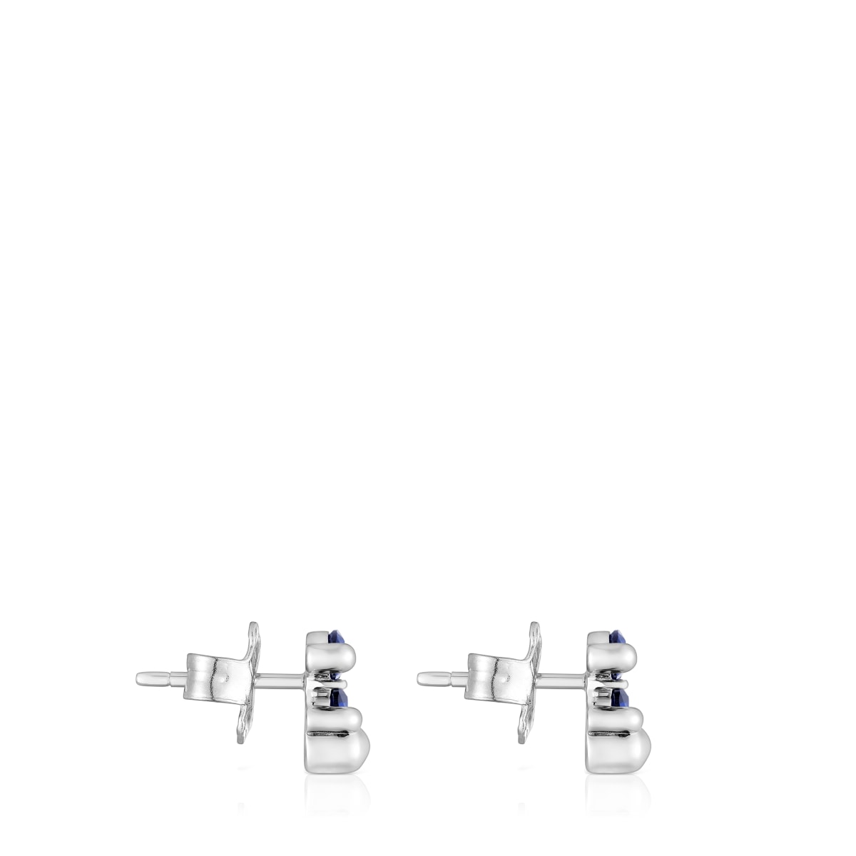Pendientes motivo oso de plata y zafiro azul creado en laboratorio 8 mm Color Bear LGG