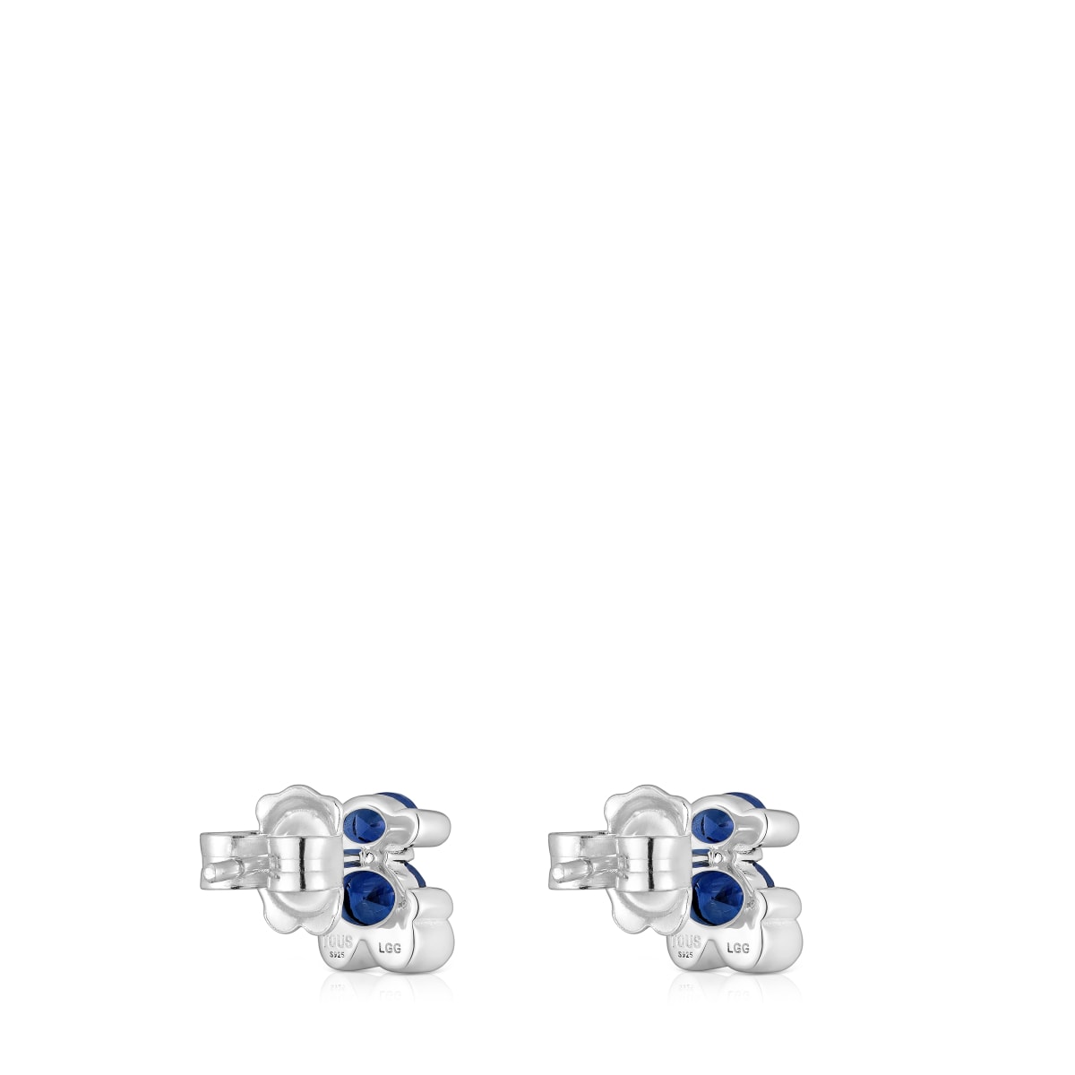 Pendientes motivo oso de plata y zafiro azul creado en laboratorio 8 mm Color Bear LGG