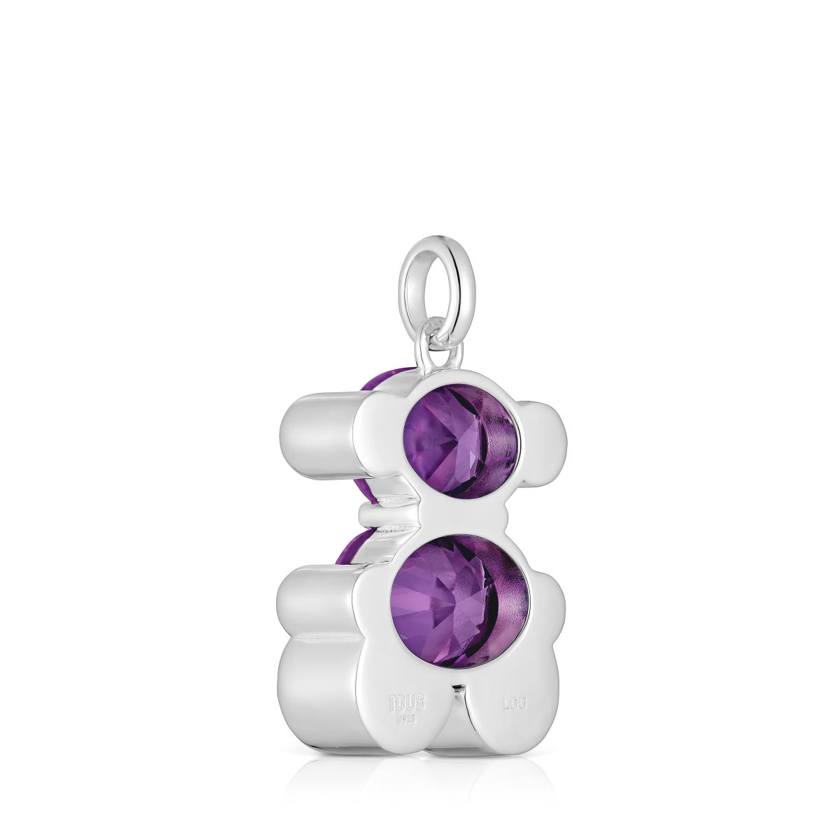 Medium silver bear motif Pendant with lab-grown lilac-colored sapphire Color Bear LGG