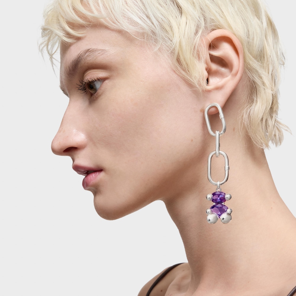 Dije mediano motivo oso de plata y zafiro lila creado en laboratorio Color Bear LGG