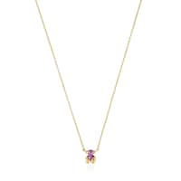 Collar corto motivo oso con baño de oro 18 kt sobre plata y zafiro lila creado en laboratorio Color Bear LGG