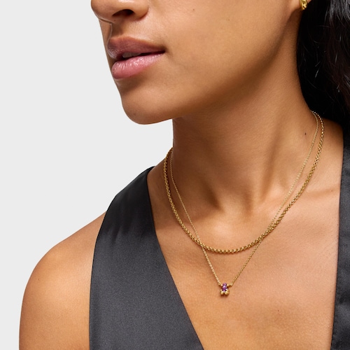 Collar corto motivo oso con baño de oro 18 kt sobre plata y zafiro lila creado en laboratorio Color Bear LGG