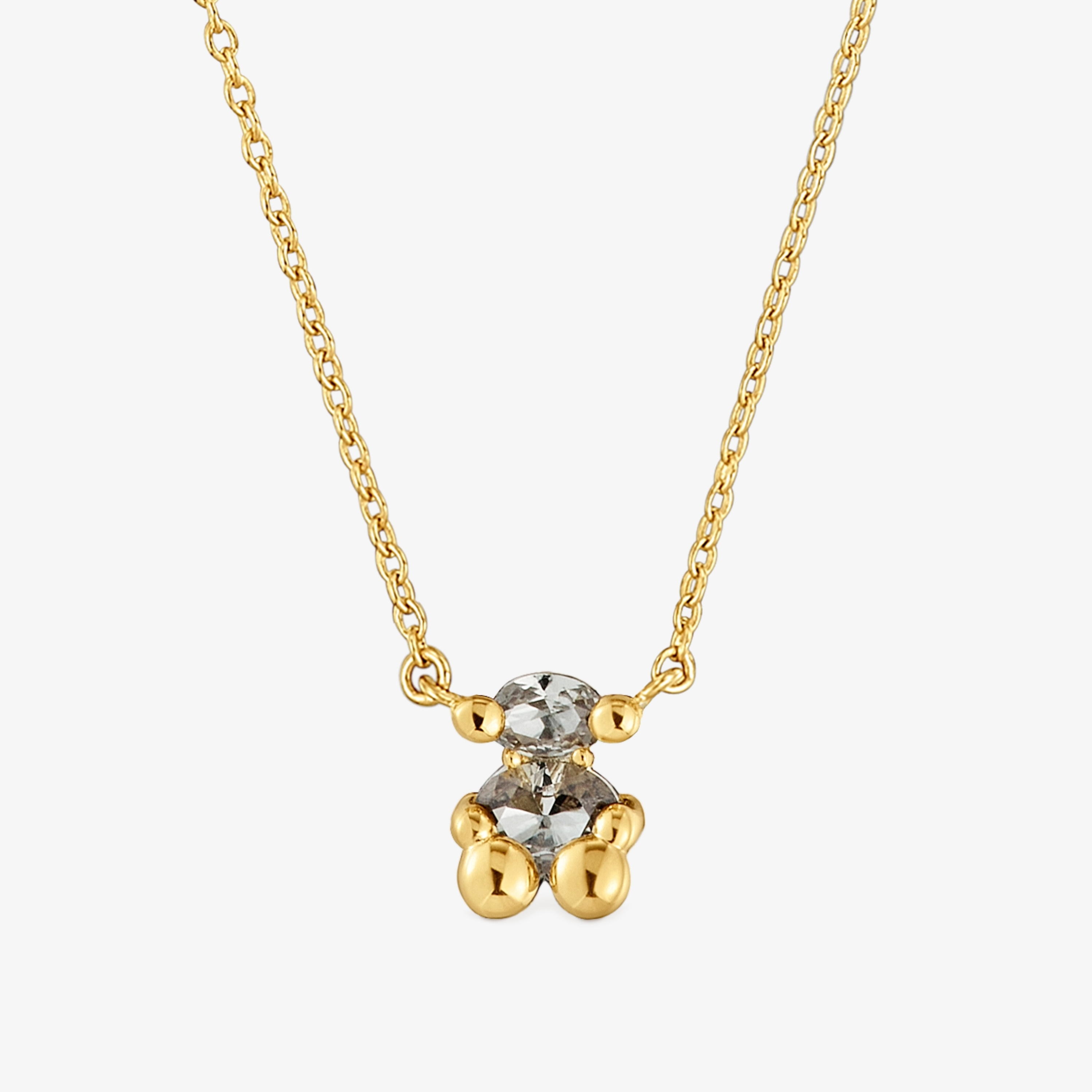 Short 18K gold vermeil bear motif Necklace with lab-grown green spinel Color Bear LGG