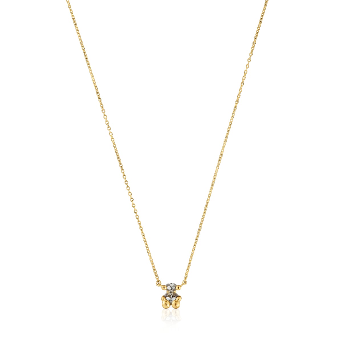 Short 18kt gold plating over silver bear motif Necklace with lab-grown green spinel Color Bear LGG