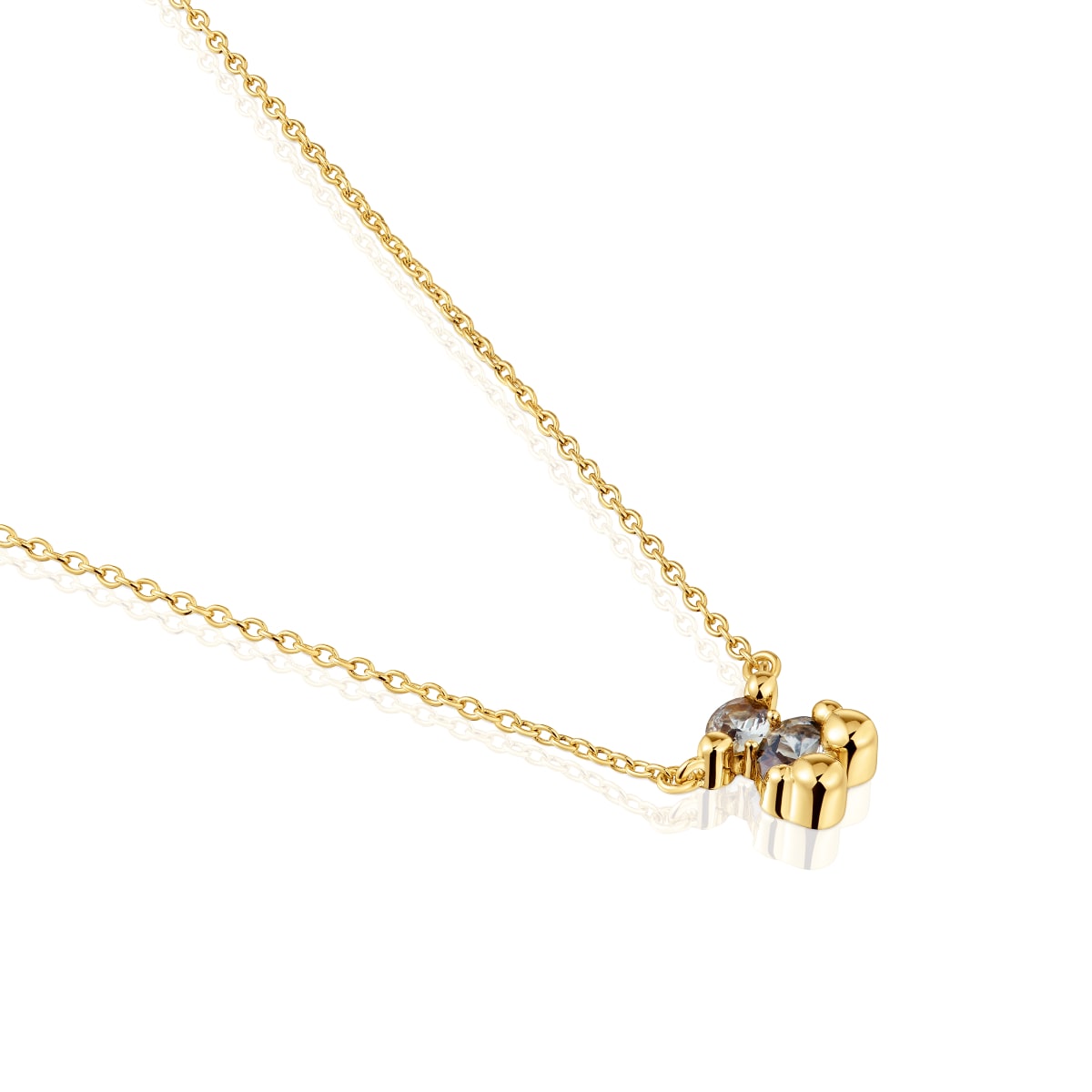 Short 18kt gold plating over silver bear motif Necklace with lab-grown green spinel Color Bear LGG