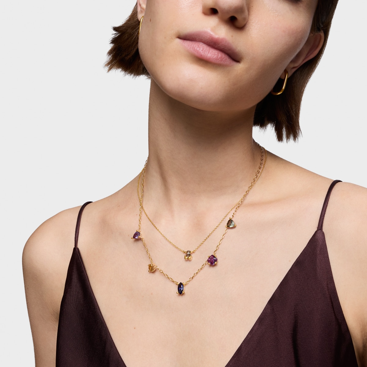 Short 18kt gold plating over silver bear motif Necklace with lab-grown green spinel Color Bear LGG